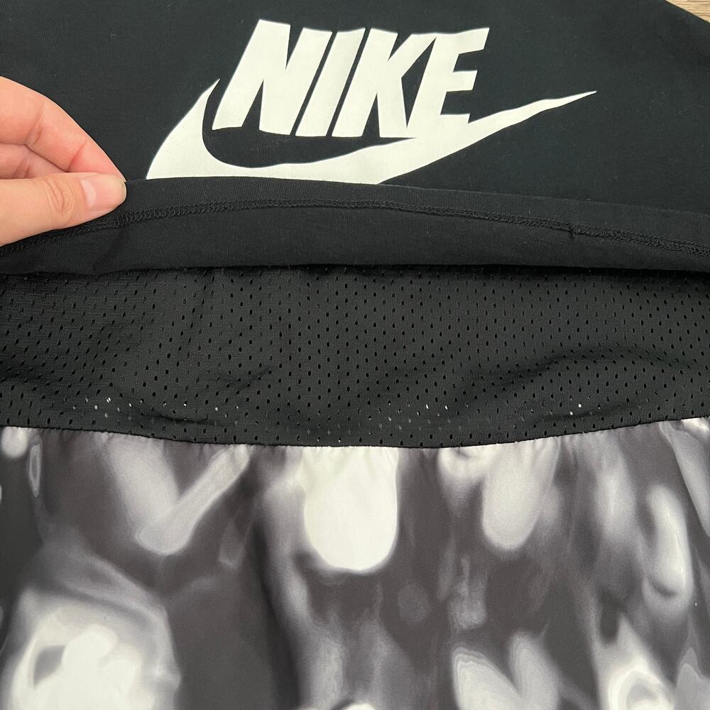 Nike Y2K Black Layered Mesh Detail Racerback Sport Tank Top White Swoosh Size M - Picture 2 of 8
